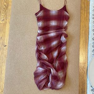 Maroon and Beige Mini Dress